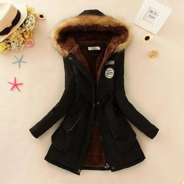 2023 New Autumn Winter Women Cotton Jacket Padded Casual Slim Coat Emboridery Hooded Parkas Wadded Warm Overcoat Fashion Parkas - SS69