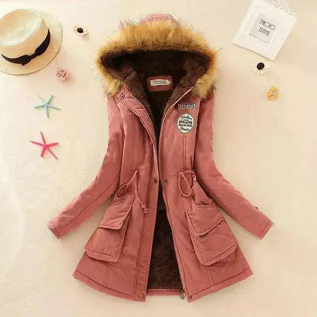 2023 New Autumn Winter Women Cotton Jacket Padded Casual Slim Coat Emboridery Hooded Parkas Wadded Warm Overcoat Fashion Parkas SS69 37.69 Dark Pink / S
