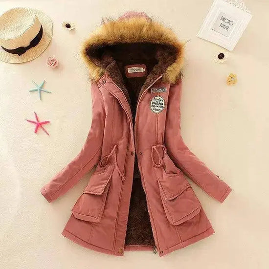2023 New Autumn Winter Women Cotton Jacket Padded Casual Slim Coat Emboridery Hooded Parkas Wadded Warm Overcoat Fashion Parkas SS69 37.69 Dark Pink / S