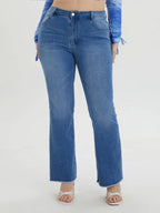 2023 Spring Plus Size Ligh Blue Jeans for Women Curvy Stretchy Women Jeans 100kgs Ladies Denim Women Flared Pant Full Lengt Jean SS69