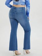 2023 Spring Plus Size Ligh Blue Jeans for Women Curvy Stretchy Women Jeans 100kgs Ladies Denim Women Flared Pant Full Lengt Jean SS69