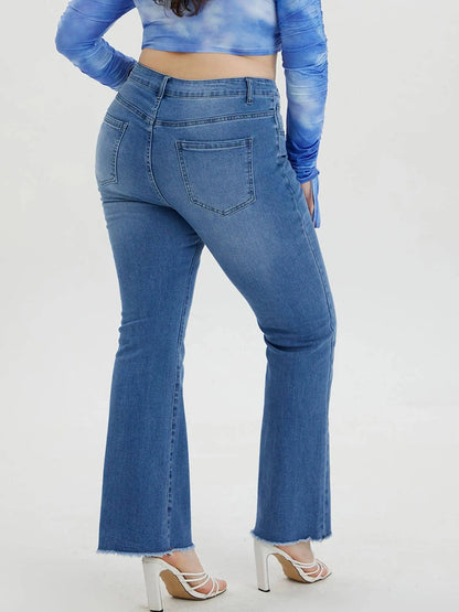2023 Spring Plus Size Ligh Blue Jeans for Women Curvy Stretchy Women Jeans 100kgs Ladies Denim Women Flared Pant Full Lengt Jean SS69