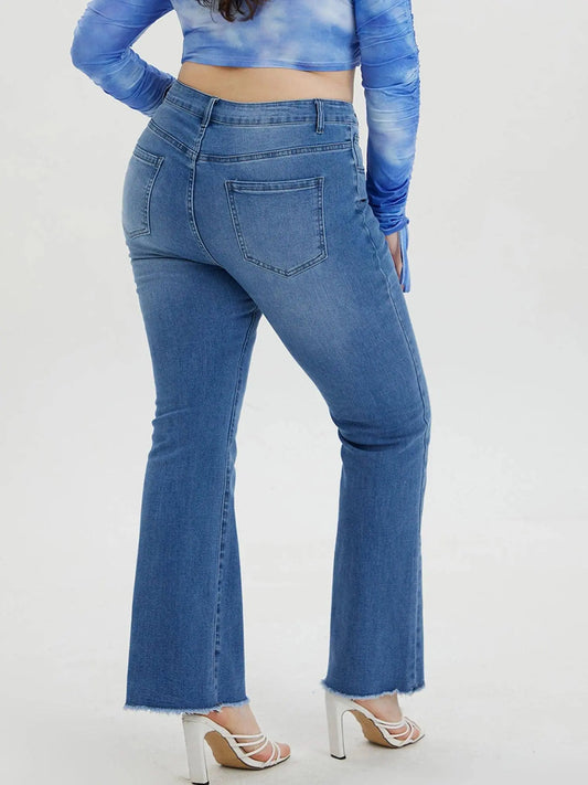 2023 Spring Plus Size Ligh Blue Jeans for Women Curvy Stretchy Women Jeans 100kgs Ladies Denim Women Flared Pant Full Lengt Jean SS69