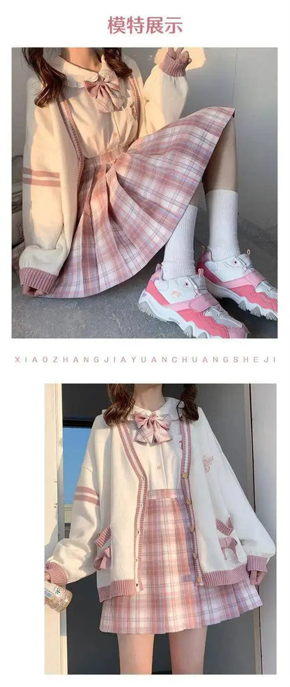 2025 Autumn Winter Women Sweater Loose Japanese Style Sweet Knitted Cardigan Embroidery Oversize Harajuku Female Cardigans Cute SS69