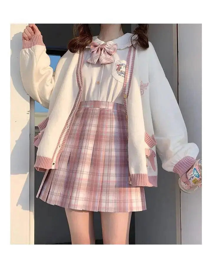 2025 Autumn Winter Women Sweater Loose Japanese Style Sweet Knitted Cardigan Embroidery Oversize Harajuku Female Cardigans Cute SS69