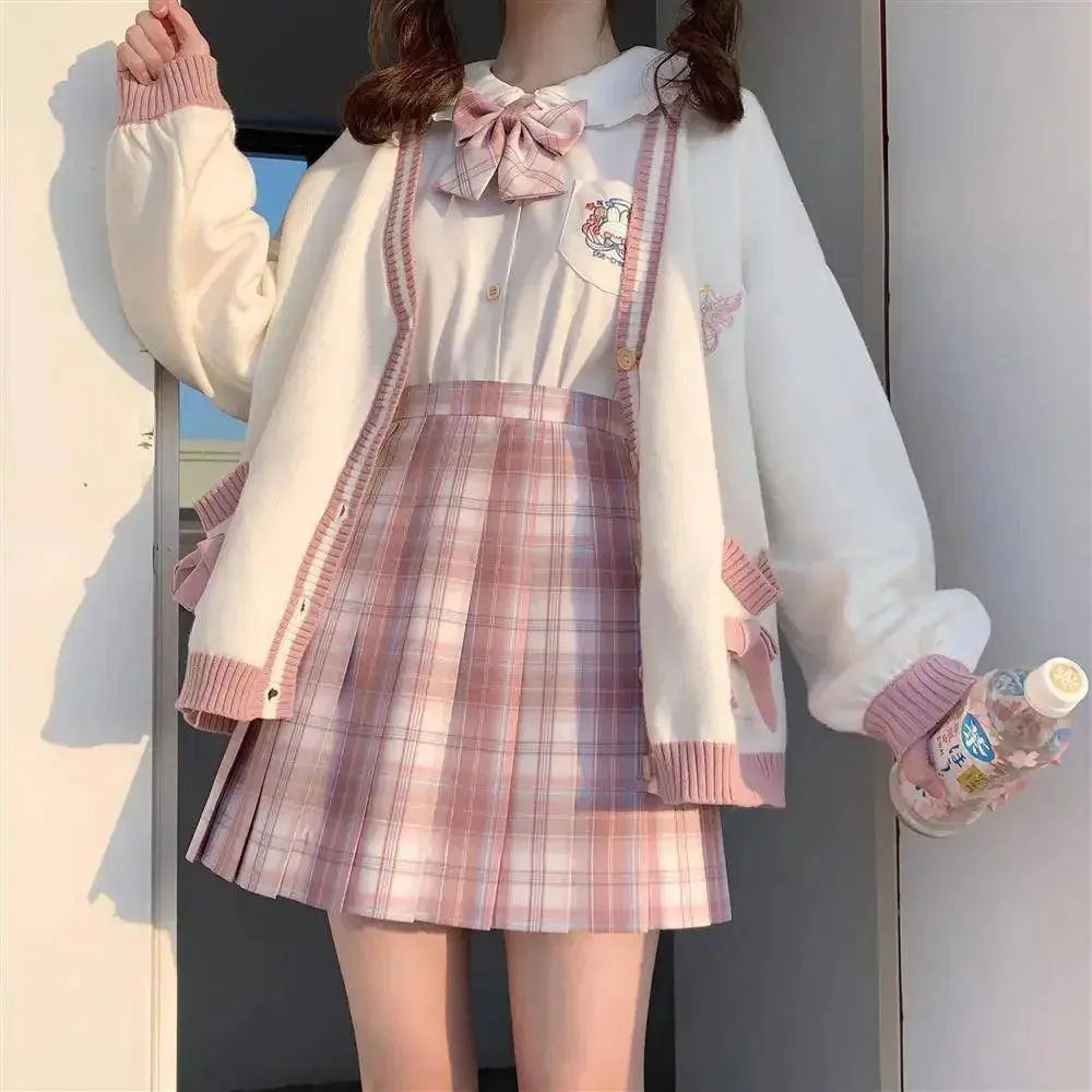 2025 Autumn Winter Women Sweater Loose Japanese Style Sweet Knitted Cardigan Embroidery Oversize Harajuku Female Cardigans Cute SS69