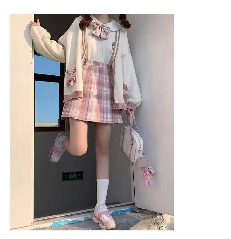 2025 Autumn Winter Women Sweater Loose Japanese Style Sweet Knitted Cardigan Embroidery Oversize Harajuku Female Cardigans Cute SS69