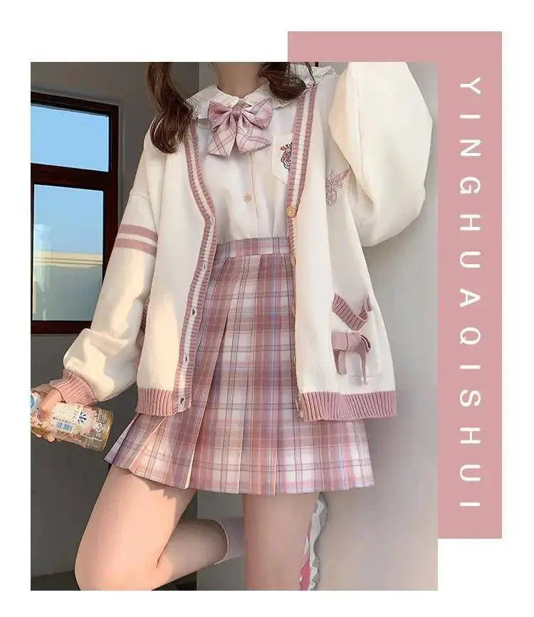 2025 Autumn Winter Women Sweater Loose Japanese Style Sweet Knitted Cardigan Embroidery Oversize Harajuku Female Cardigans Cute SS69