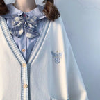 2025 Autumn Winter Women Sweater Loose Japanese Style Sweet Knitted Cardigan Embroidery Oversize Harajuku Female Cardigans Cute SS69