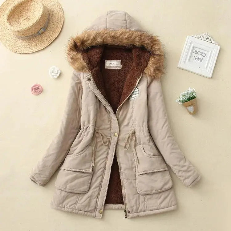 2025 New Autumn Winter Women Cotton Jacket Padded Casual Slim Coat Emboridery Hooded Parkas Wadded Warm Overcoat - SS69