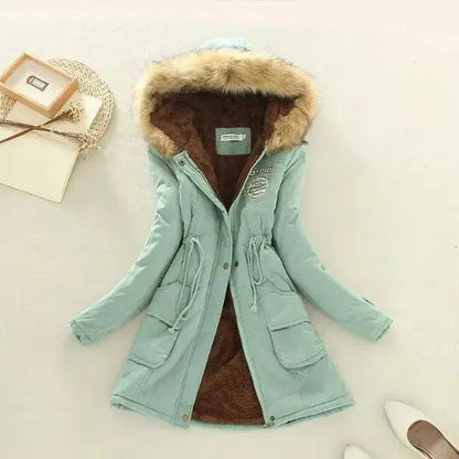 2025 New Autumn Winter Women Cotton Jacket Padded Casual Slim Coat Emboridery Hooded Parkas Wadded Warm Overcoat - SS69