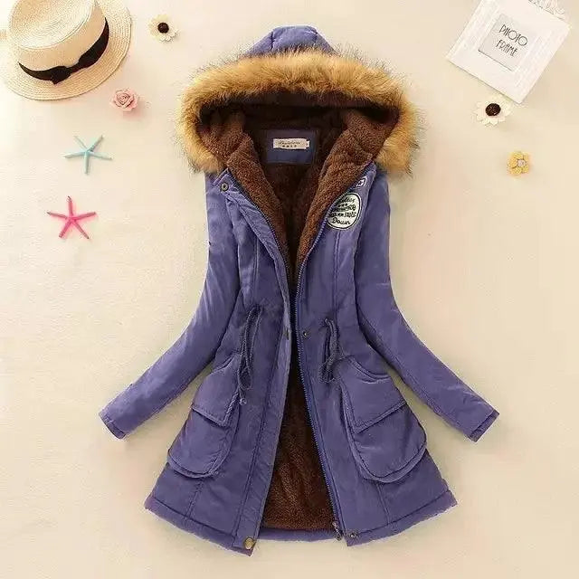 2025 New Autumn Winter Women Cotton Jacket Padded Casual Slim Coat Emboridery Hooded Parkas Wadded Warm Overcoat - SS69