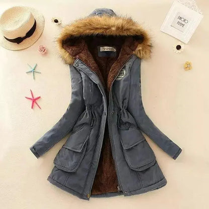 2025 New Autumn Winter Women Cotton Jacket Padded Casual Slim Coat Emboridery Hooded Parkas Wadded Warm Overcoat - SS69