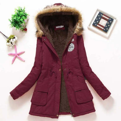 2025 New Autumn Winter Women Cotton Jacket Padded Casual Slim Coat Emboridery Hooded Parkas Wadded Warm Overcoat SS69