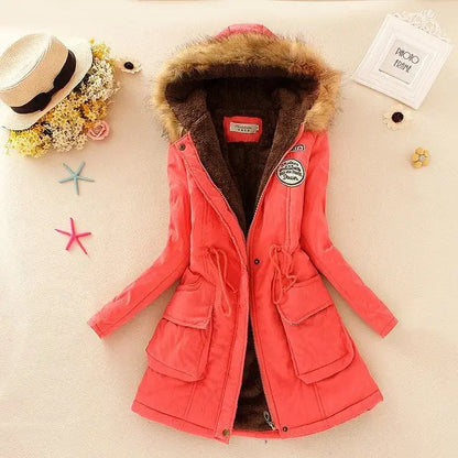 2025 New Autumn Winter Women Cotton Jacket Padded Casual Slim Coat Emboridery Hooded Parkas Wadded Warm Overcoat SS69