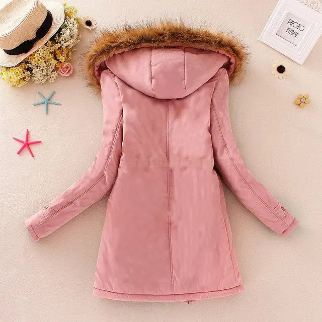 2025 New Autumn Winter Women Cotton Jacket Padded Casual Slim Coat Emboridery Hooded Parkas Wadded Warm Overcoat SS69
