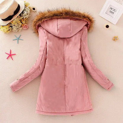 2025 New Autumn Winter Women Cotton Jacket Padded Casual Slim Coat Emboridery Hooded Parkas Wadded Warm Overcoat SS69