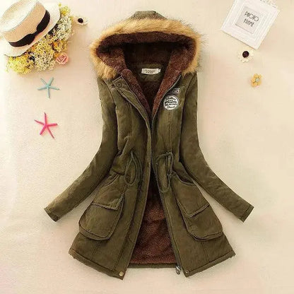 2025 New Autumn Winter Women Cotton Jacket Padded Casual Slim Coat Emboridery Hooded Parkas Wadded Warm Overcoat SS69
