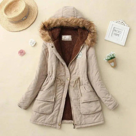 2025 New Autumn Winter Women Cotton Jacket Padded Casual Slim Coat Emboridery Hooded Parkas Wadded Warm Overcoat SS69