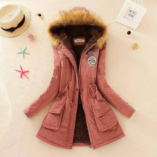2025 New Autumn Winter Women Cotton Jacket Padded Casual Slim Coat Emboridery Hooded Parkas Wadded Warm Overcoat SS69