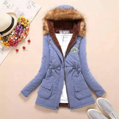 2025 New Autumn Winter Women Cotton Jacket Padded Casual Slim Coat Emboridery Hooded Parkas Wadded Warm Overcoat SS69