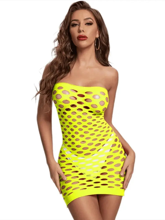 2025 New Mesh Hollow Out Women's Mini Dress Sexy Club Party Bodycon Fashion Evening Dresses Elegant Clothes Pink Luxury Dresses SS69