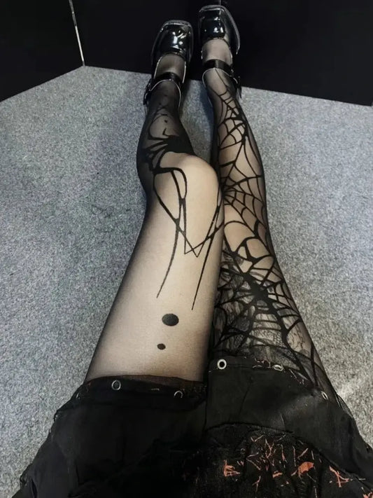 2025 New Vintage Dark Gothic Fishnet Tights Women Emo Alternative Sexy  Spider Web Witch Pantyhose Y2k E-girl Cyber Punk Socks - SS69