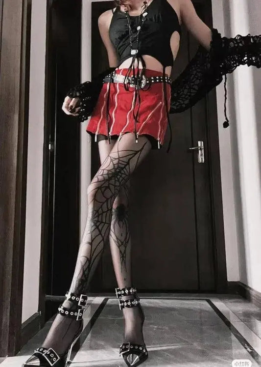 2025 New Vintage Dark Gothic Fishnet Tights Women Emo Alternative Sexy  Spider Web Witch Pantyhose Y2k E-girl Cyber Punk Socks - SS69