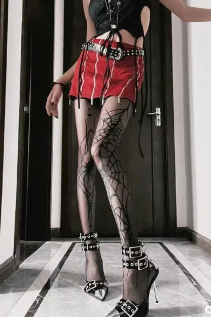 2025 New Vintage Dark Gothic Fishnet Tights Women Emo Alternative Sexy  Spider Web Witch Pantyhose Y2k E-girl Cyber Punk Socks - SS69
