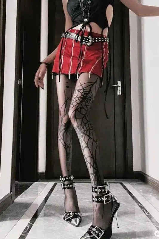 2025 New Vintage Dark Gothic Fishnet Tights Women Emo Alternative Sexy  Spider Web Witch Pantyhose Y2k E-girl Cyber Punk Socks - SS69