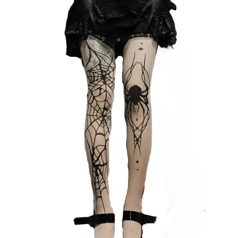 2025 New Vintage Dark Gothic Fishnet Tights Women Emo Alternative Sexy  Spider Web Witch Pantyhose Y2k E-girl Cyber Punk Socks - SS69