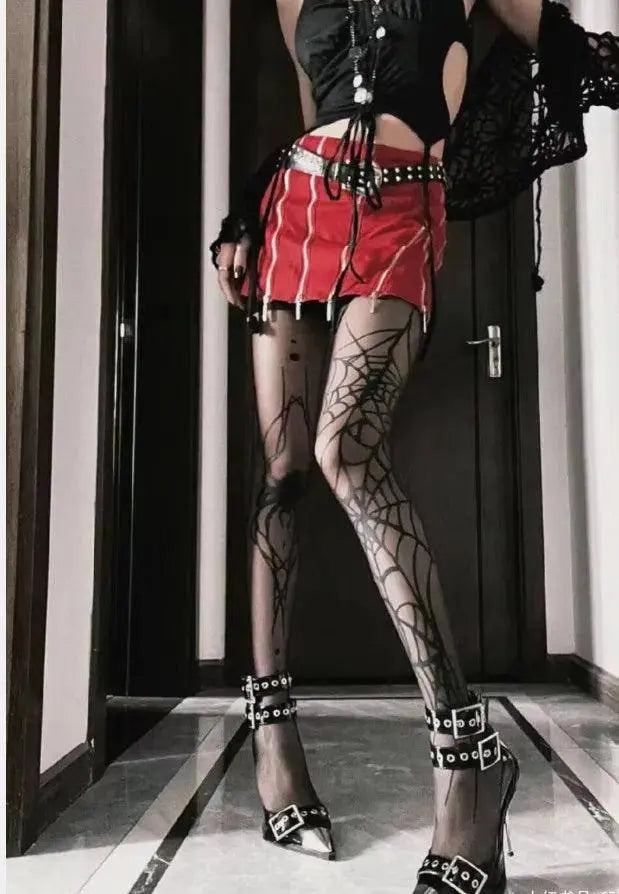 2025 New Vintage Dark Gothic Fishnet Tights Women Emo Alternative Sexy  Spider Web Witch Pantyhose Y2k E-girl Cyber Punk Socks - SS69