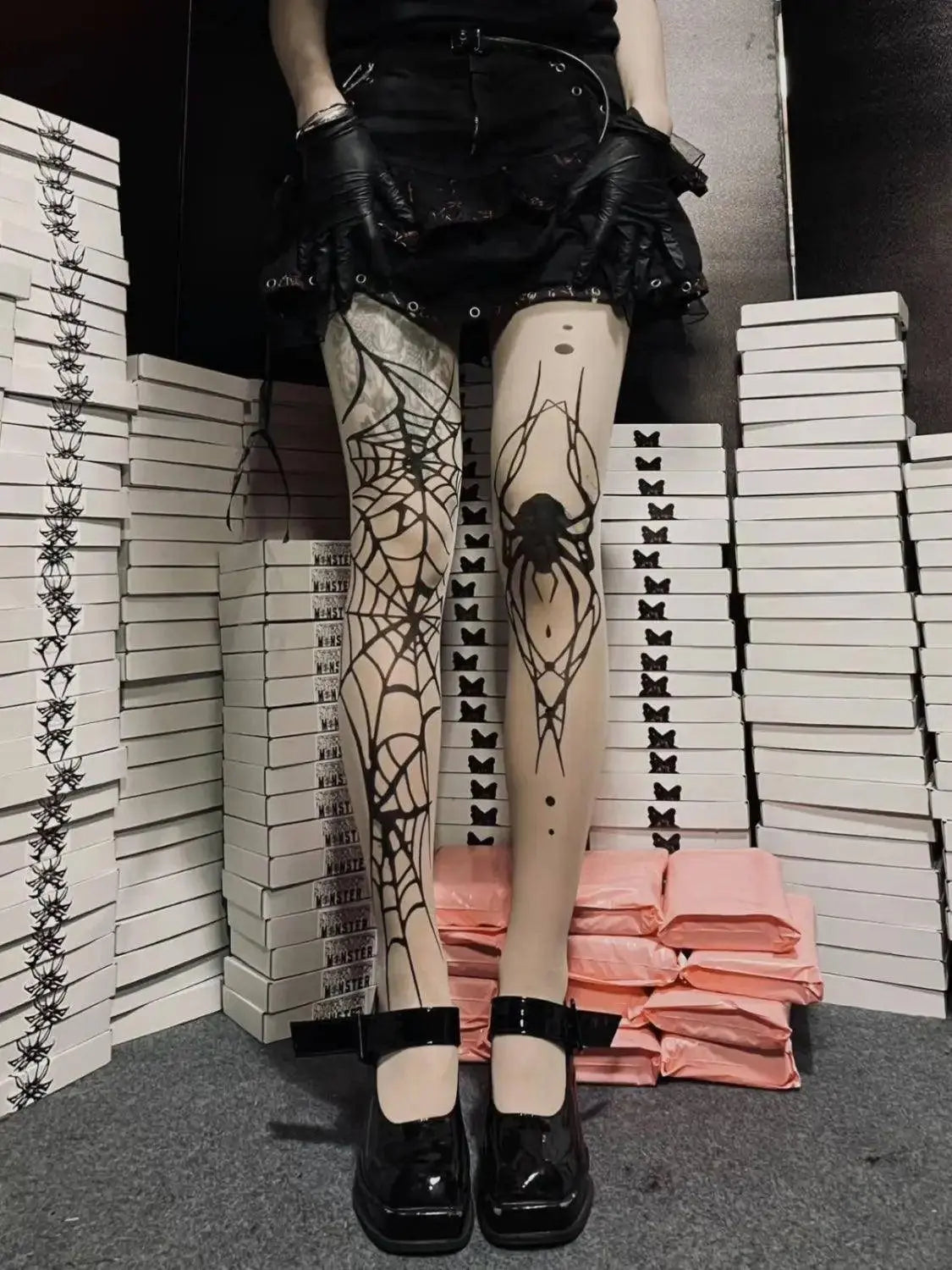 2025 New Vintage Dark Gothic Fishnet Tights Women Emo Alternative Sexy  Spider Web Witch Pantyhose Y2k E-girl Cyber Punk Socks - SS69
