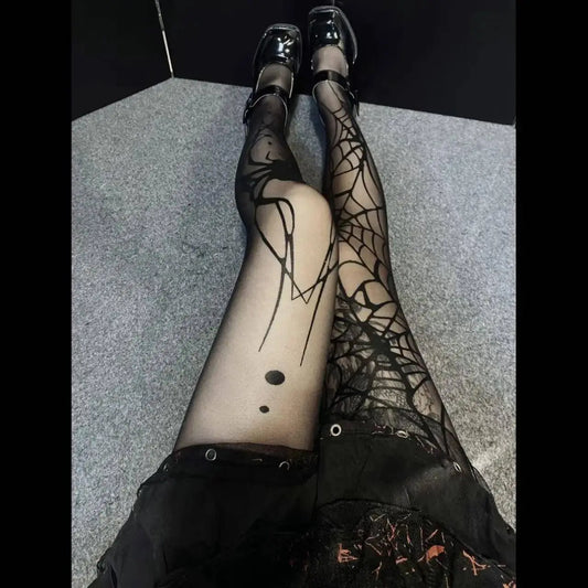 2025 New Vintage Dark Gothic Fishnet Tights Women Emo Alternative Sexy  Spider Web Witch Pantyhose Y2k E-girl Cyber Punk Socks - SS69