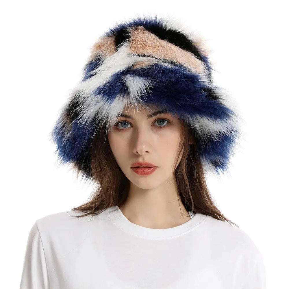 2025 New Winter Warm Faux Fur Bucket Hats For Women Outdoor Caps Soft Fleece Fisherman Cap Fluffy Earwarmer Ski Vacation Hats - SS69