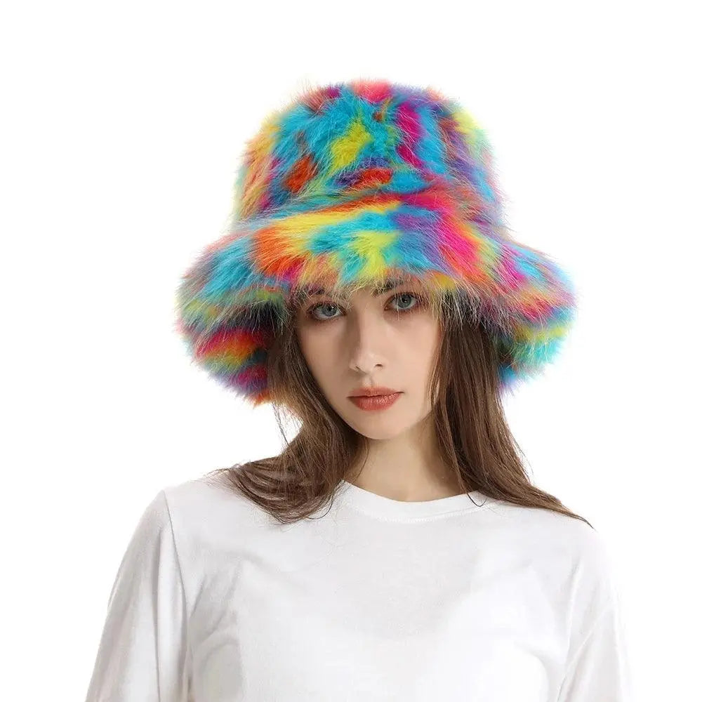 2025 New Winter Warm Faux Fur Bucket Hats For Women Outdoor Caps Soft Fleece Fisherman Cap Fluffy Earwarmer Ski Vacation Hats - SS69