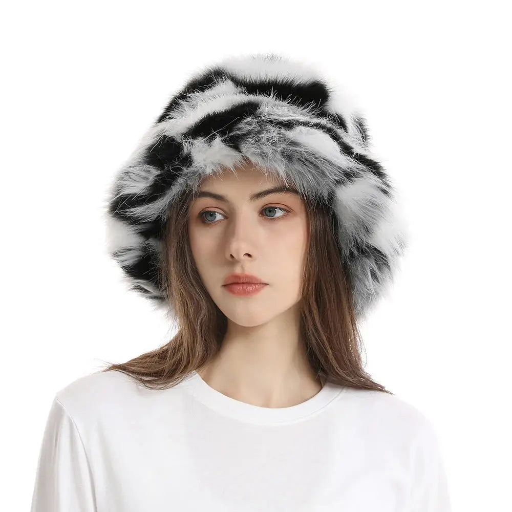 2025 New Winter Warm Faux Fur Bucket Hats For Women Outdoor Caps Soft Fleece Fisherman Cap Fluffy Earwarmer Ski Vacation Hats SS69