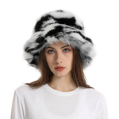 2025 New Winter Warm Faux Fur Bucket Hats For Women Outdoor Caps Soft Fleece Fisherman Cap Fluffy Earwarmer Ski Vacation Hats SS69