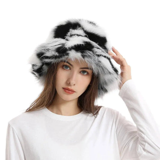 2025 New Winter Warm Faux Fur Bucket Hats For Women Outdoor Caps Soft Fleece Fisherman Cap Fluffy Earwarmer Ski Vacation Hats SS69