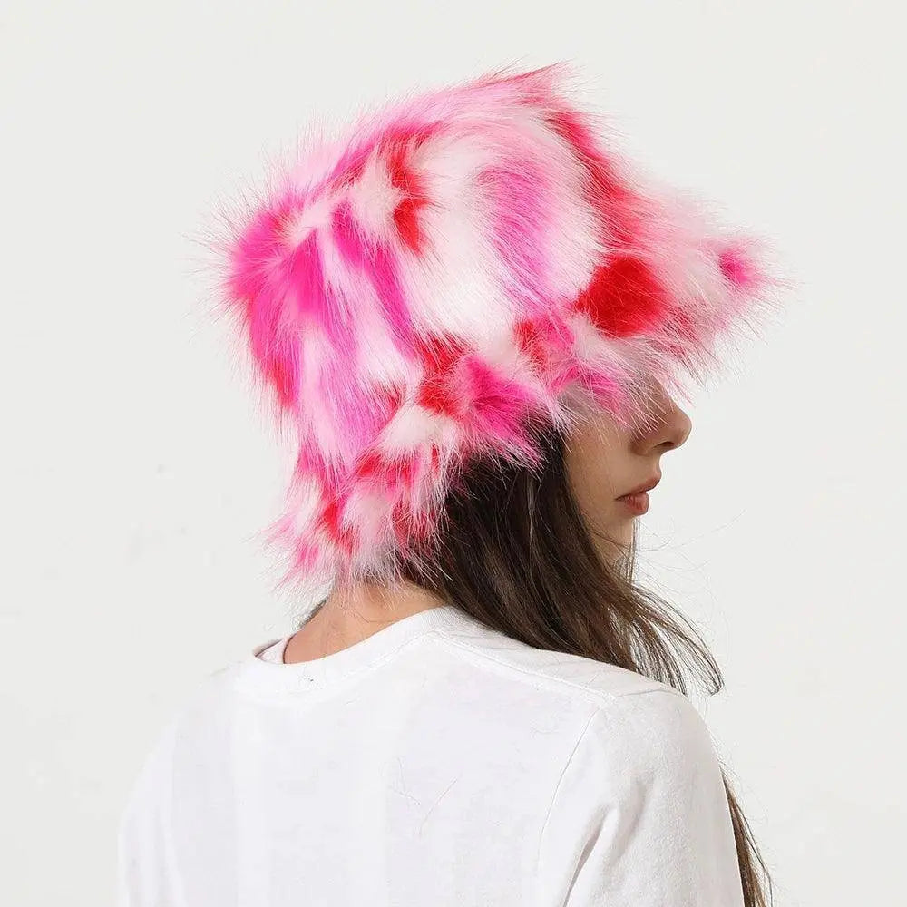 2025 New Winter Warm Faux Fur Bucket Hats For Women Outdoor Caps Soft Fleece Fisherman Cap Fluffy Earwarmer Ski Vacation Hats SS69