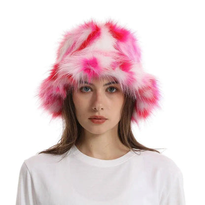 2025 New Winter Warm Faux Fur Bucket Hats For Women Outdoor Caps Soft Fleece Fisherman Cap Fluffy Earwarmer Ski Vacation Hats SS69