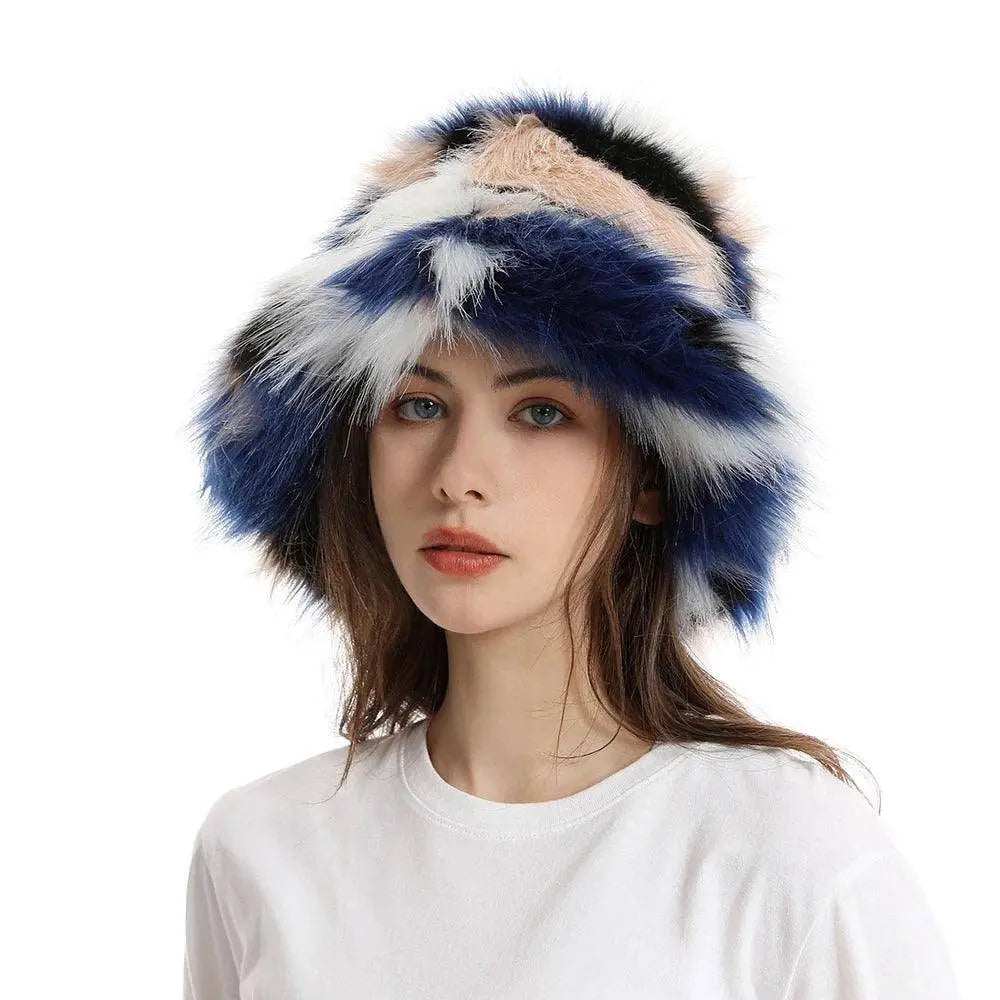 2025 New Winter Warm Faux Fur Bucket Hats For Women Outdoor Caps Soft Fleece Fisherman Cap Fluffy Earwarmer Ski Vacation Hats SS69
