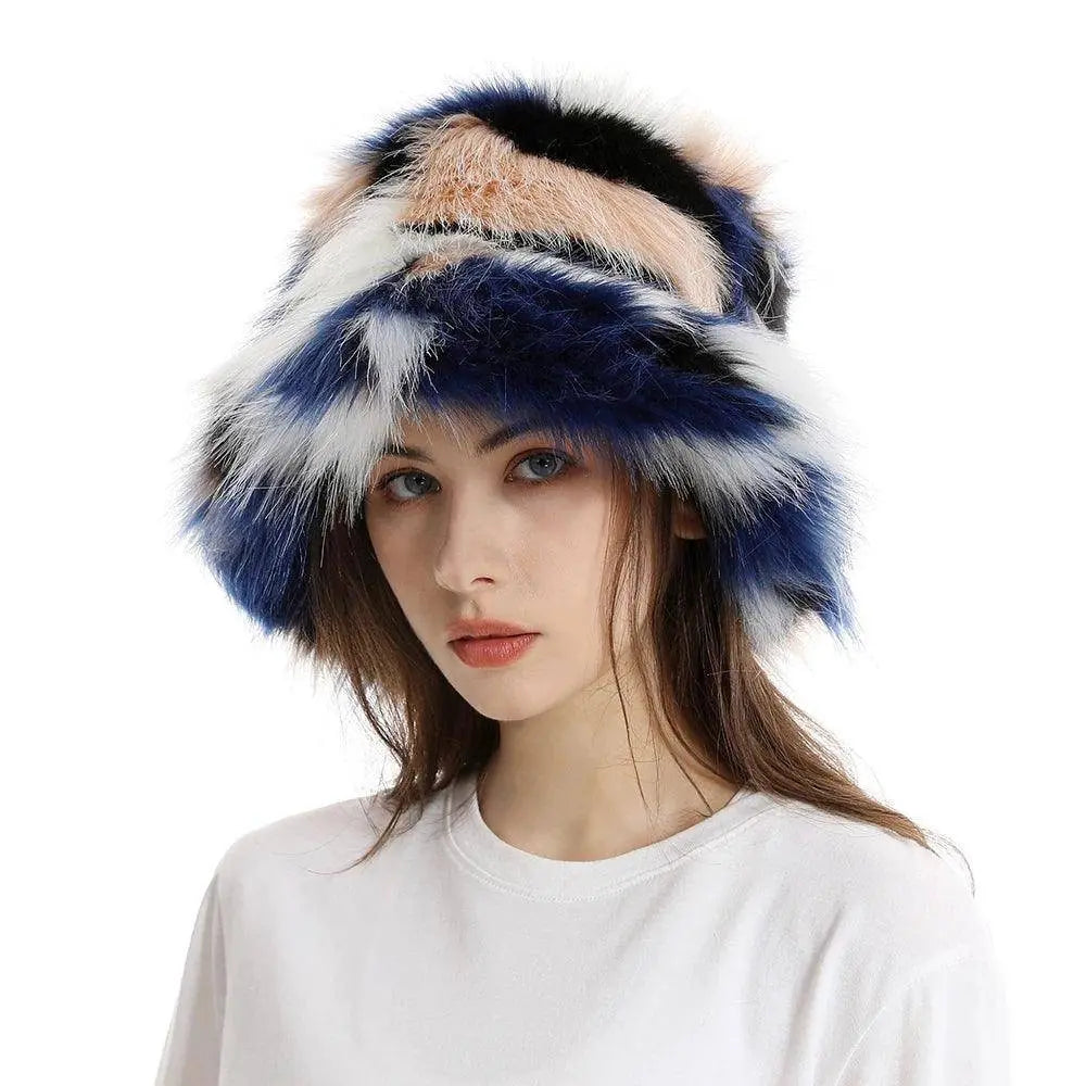 2025 New Winter Warm Faux Fur Bucket Hats For Women Outdoor Caps Soft Fleece Fisherman Cap Fluffy Earwarmer Ski Vacation Hats SS69