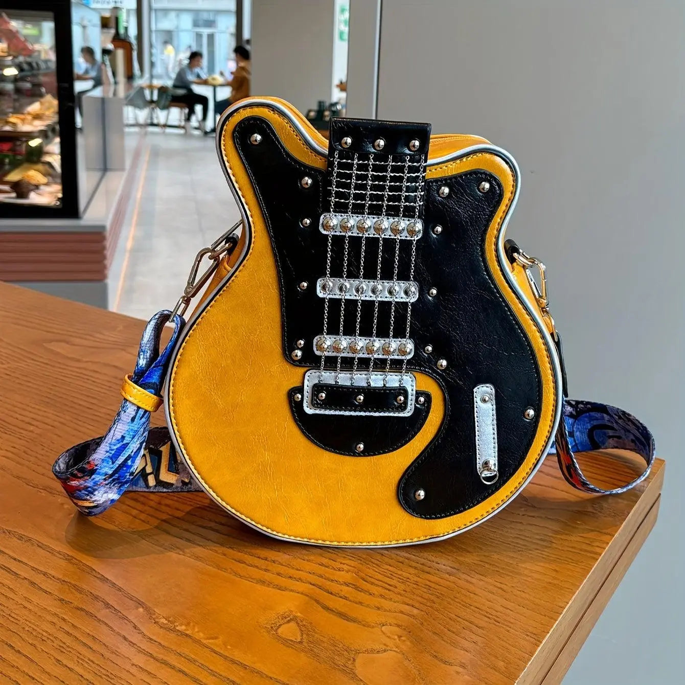 2025 Niche Guitar Shaped Y2K Style Bag, Novelty Crossbody Bag, Rivets Decor Trendy Shoulder Bag - SS69