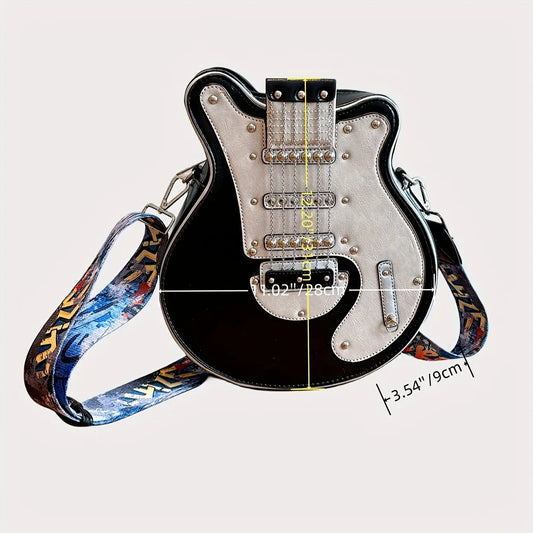 2025 Niche Guitar Shaped Y2K Style Bag, Novelty Crossbody Bag, Rivets Decor Trendy Shoulder Bag - SS69
