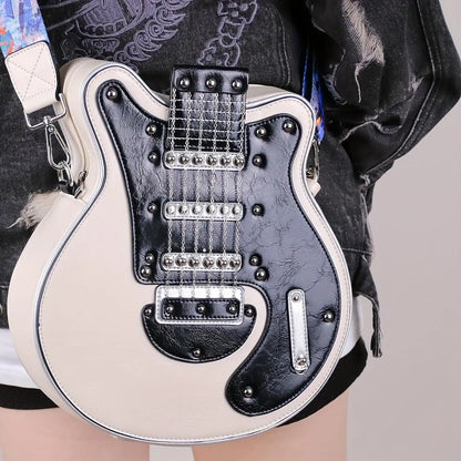 2025 Niche Guitar Shaped Y2K Style Bag, Novelty Crossbody Bag, Rivets Decor Trendy Shoulder Bag - SS69