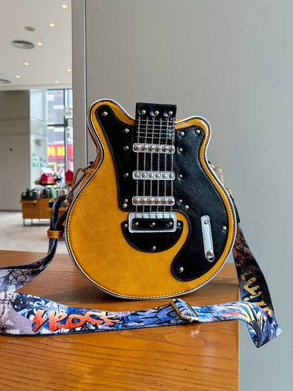 2025 Niche Guitar Shaped Y2K Style Bag, Novelty Crossbody Bag, Rivets Decor Trendy Shoulder Bag - SS69