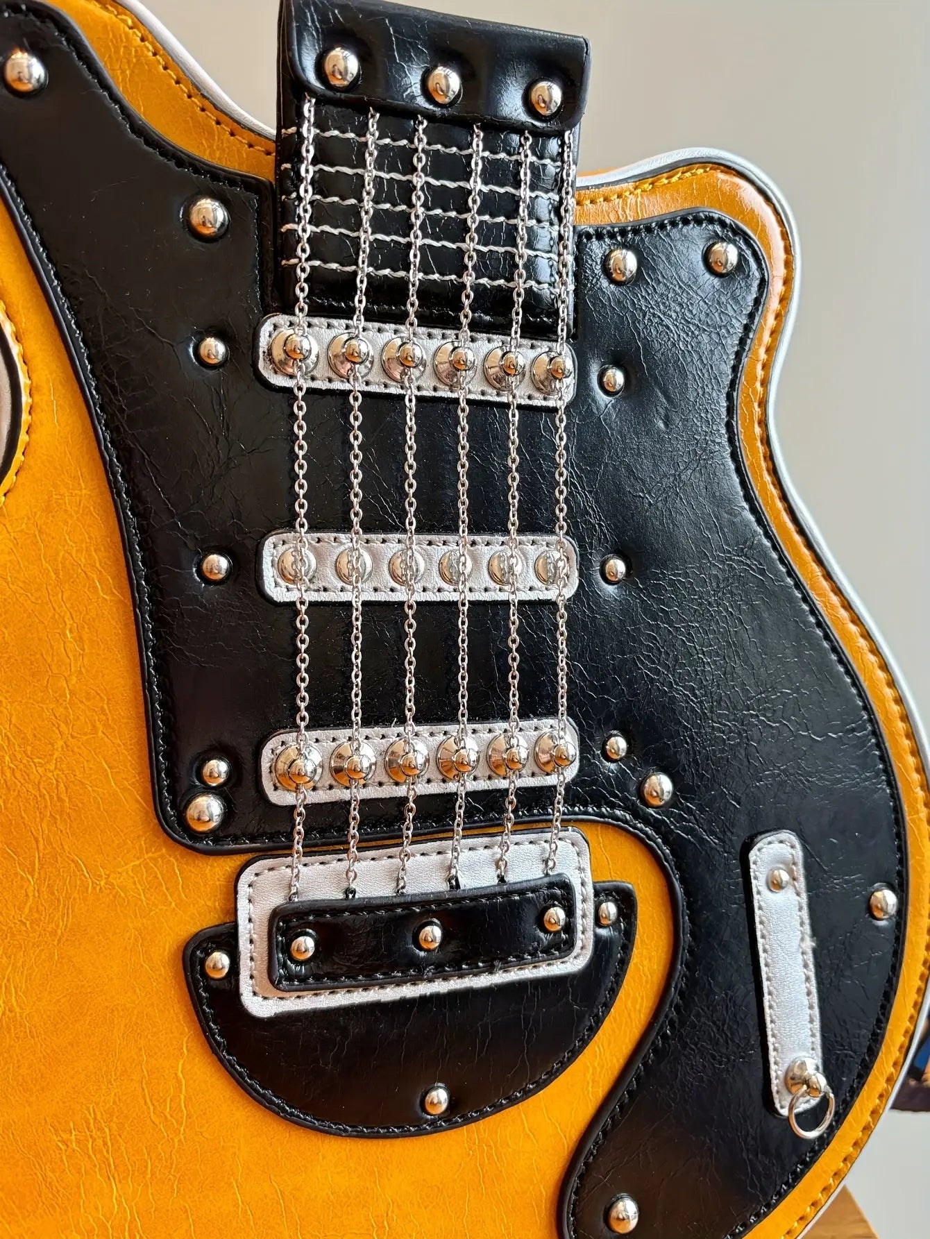 2025 Niche Guitar Shaped Y2K Style Bag, Novelty Crossbody Bag, Rivets Decor Trendy Shoulder Bag - SS69