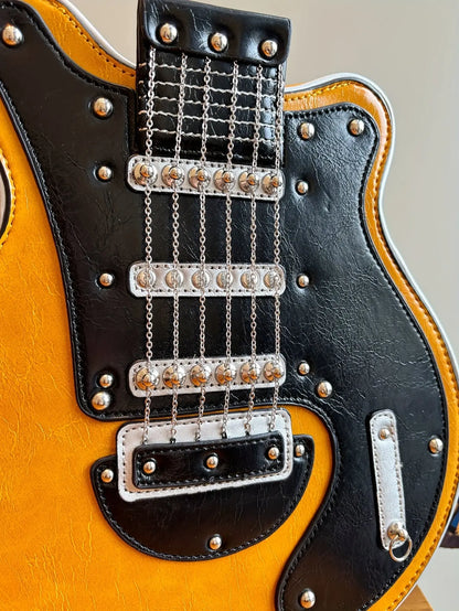 2025 Niche Guitar Shaped Y2K Style Bag, Novelty Crossbody Bag, Rivets Decor Trendy Shoulder Bag - SS69