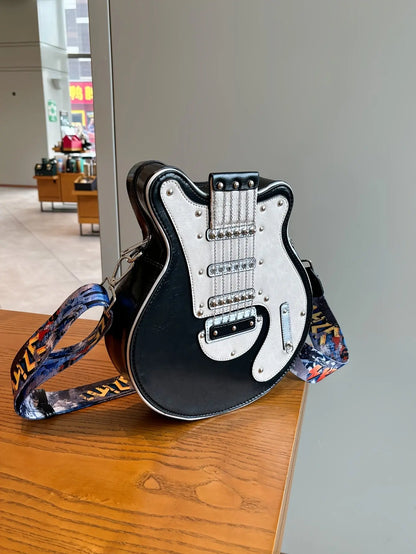 2025 Niche Guitar Shaped Y2K Style Bag, Novelty Crossbody Bag, Rivets Decor Trendy Shoulder Bag - SS69